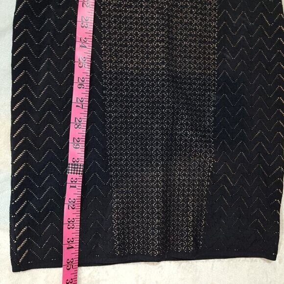 Guess Delilah Pointelle Knit Bodycon Black Dress with Strappy Back - Size Medium - Picture 10 of 10